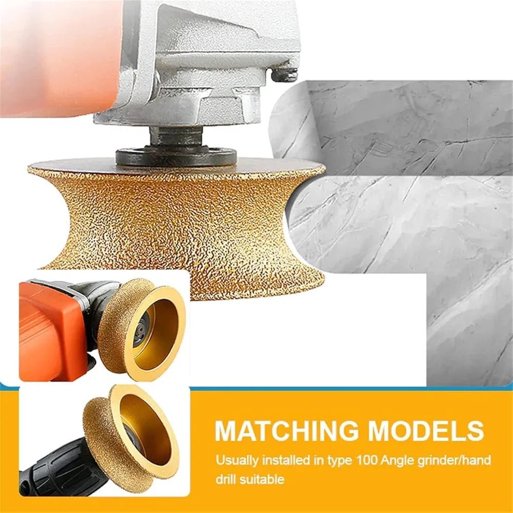 20mm Vacuum Brazed Diamond Profile Grinding Wheel | Half-Round Bullnose Edge Router Bit for Marble, Granite, and Quartz