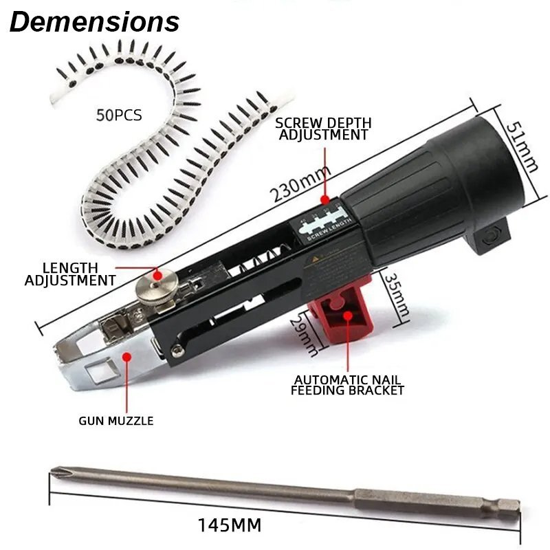 Auto Feed Screw Gun Adapter for 10mm Drills | Chain Nail Attachment - Image 5