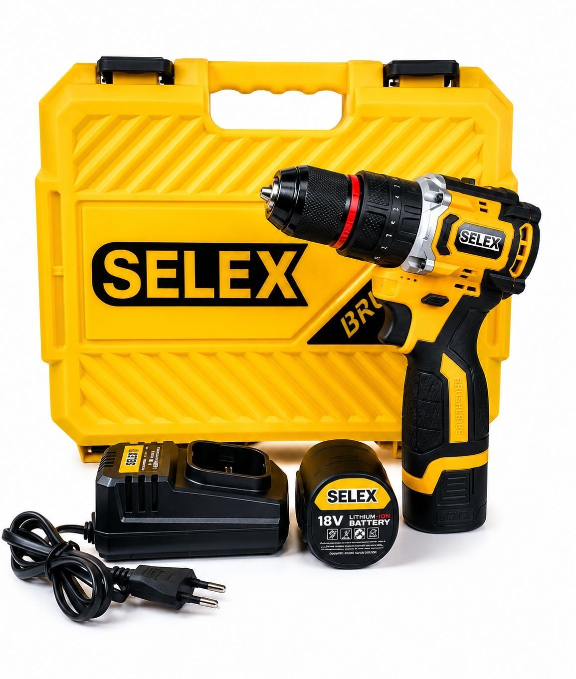 Selex 18V Cordless Drill Machine – Heavy Duty Drill Driver with 2 Li-Ion Batteries & Charger