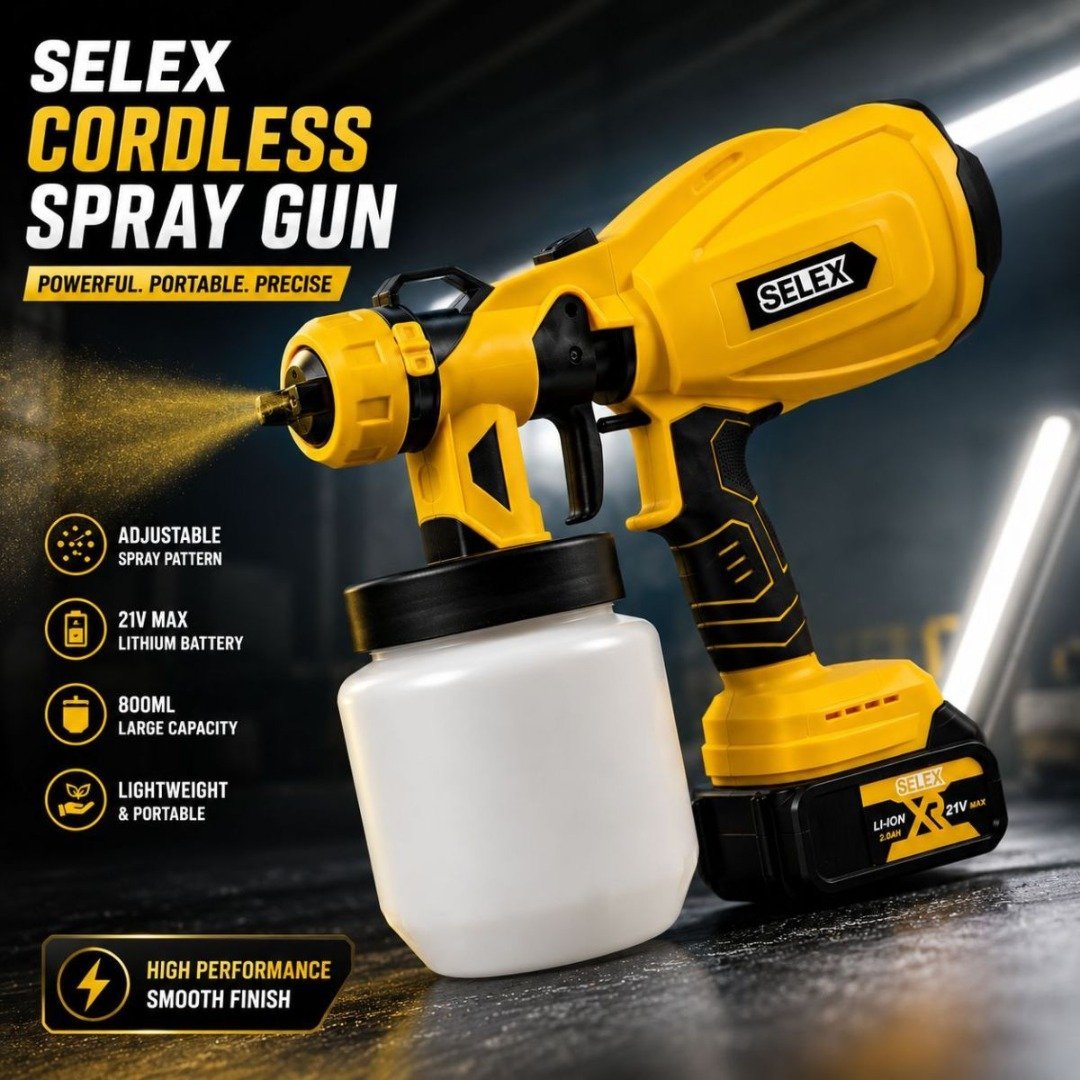 Selex Cordless Rechargeable Paint Spray Gun – Portable Wireless Paint Sprayer with 2 Batteries - Image 2